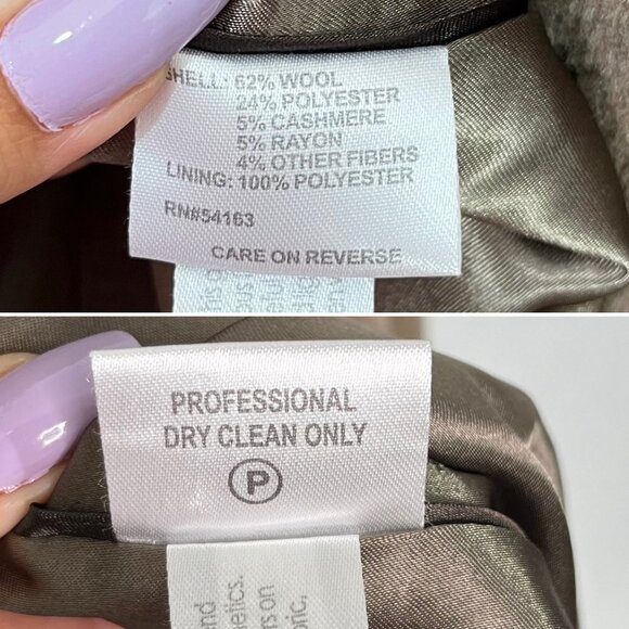 Calvin Klein Light Brown Wool Cashmere Blend Coat Jacket Blazer Size 8 - Picture 12 of 12